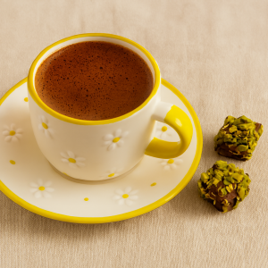 EL YAPIMI ÇİNİ SERAMİK KABARTMA DESENLİ 2' Lİ KAHVE FİNCANI SETİ