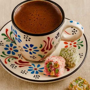 EL YAPIMI ÇİNİ SERAMİK KABARTMA DESENLİ 2' Lİ KAHVE FİNCANI SETİ